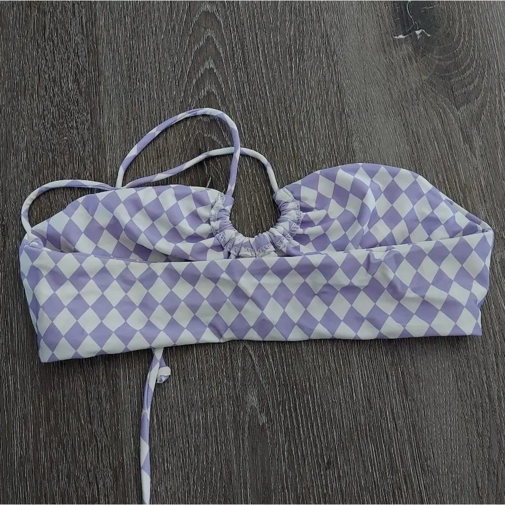 Princess Polly Bikini Top White & Purple Size 4